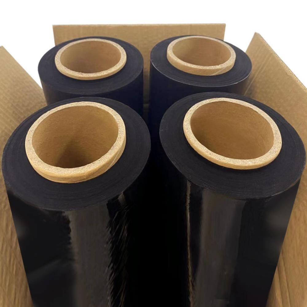 4 Rolls 18″ x 1500′ Pallet Wrap Stretch Film Hand Shrink Wrap Black 1500FT NEW
