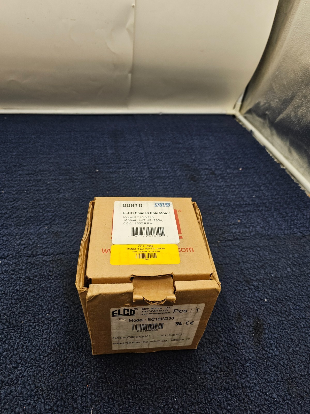 ELCO EC16W230 Shaded Pole Motor 16 Watts 1/47 HP 230V 1550RPM NUT6B16PUN201