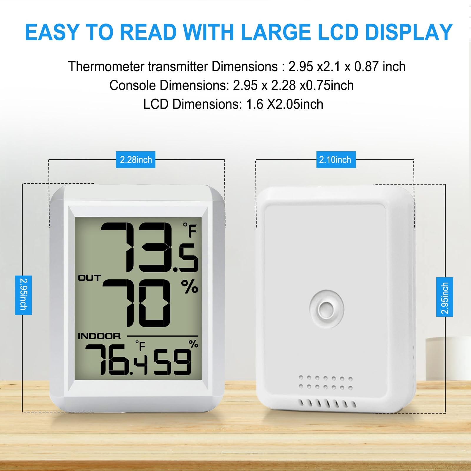 Indoor Outdoor Thermometer Hygrometer Wireless, Digital Temperature Humidity …