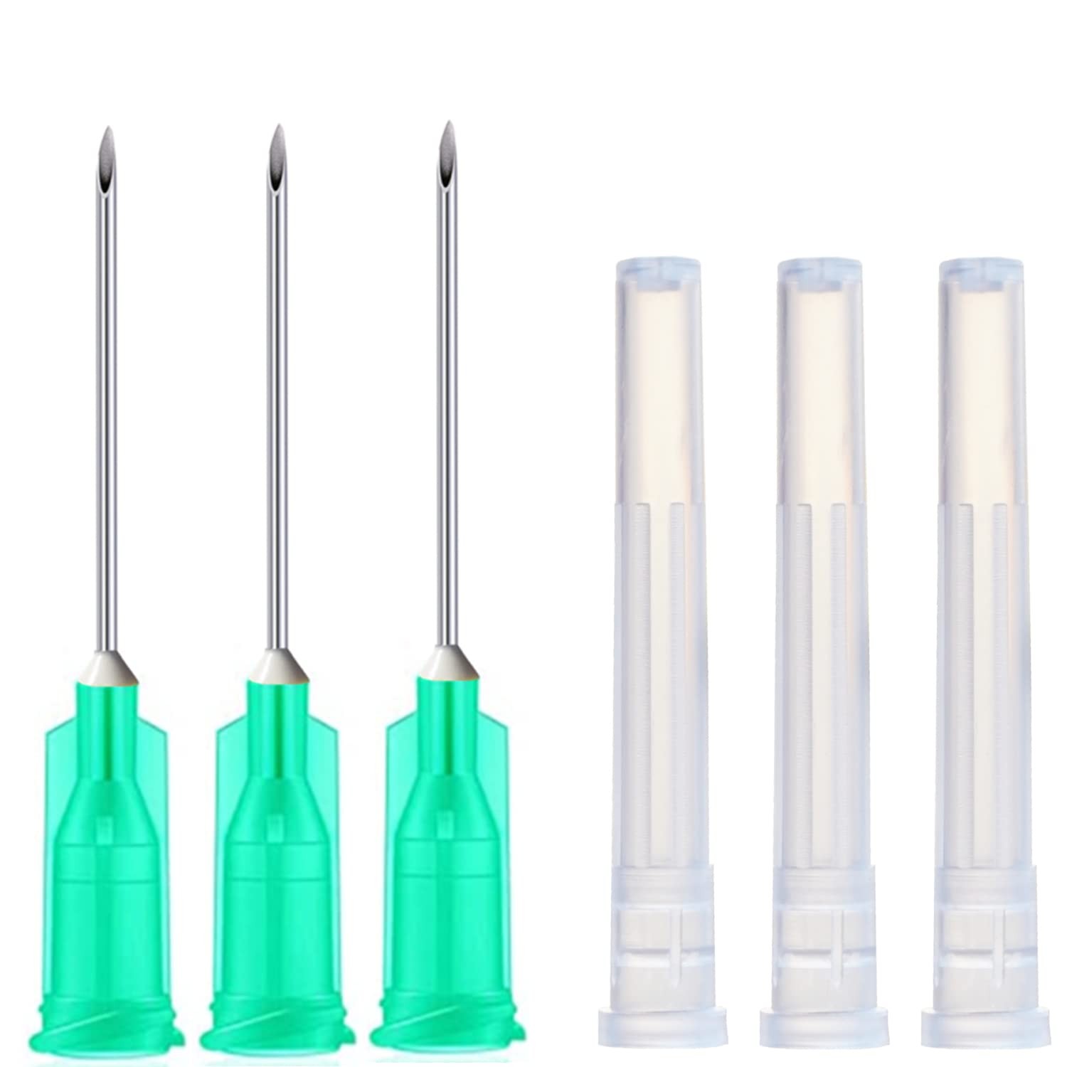 100 Pack 21Ga 1 Inch Sterile Disposable Injection Needle with Cap 1
