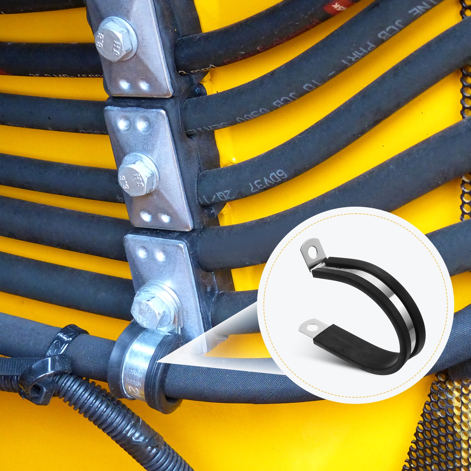 24Pcs 44mm (1-3/4″) Stainless Steel and Rubber Ties for R-Tube, Black