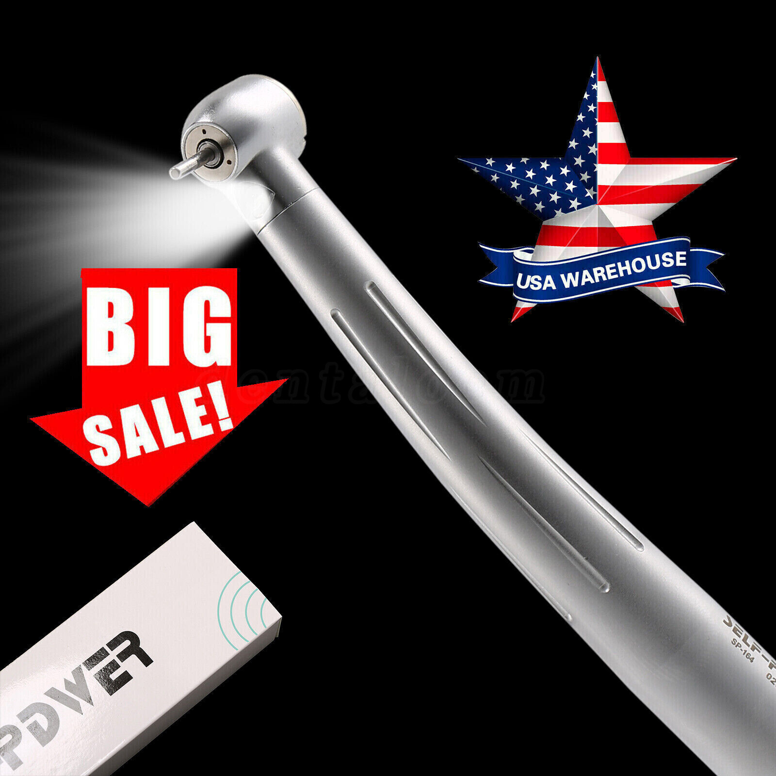 Dental 4 Hole LED E-generator Fiber Optic High Speed Handpiece Turbine PDM USA