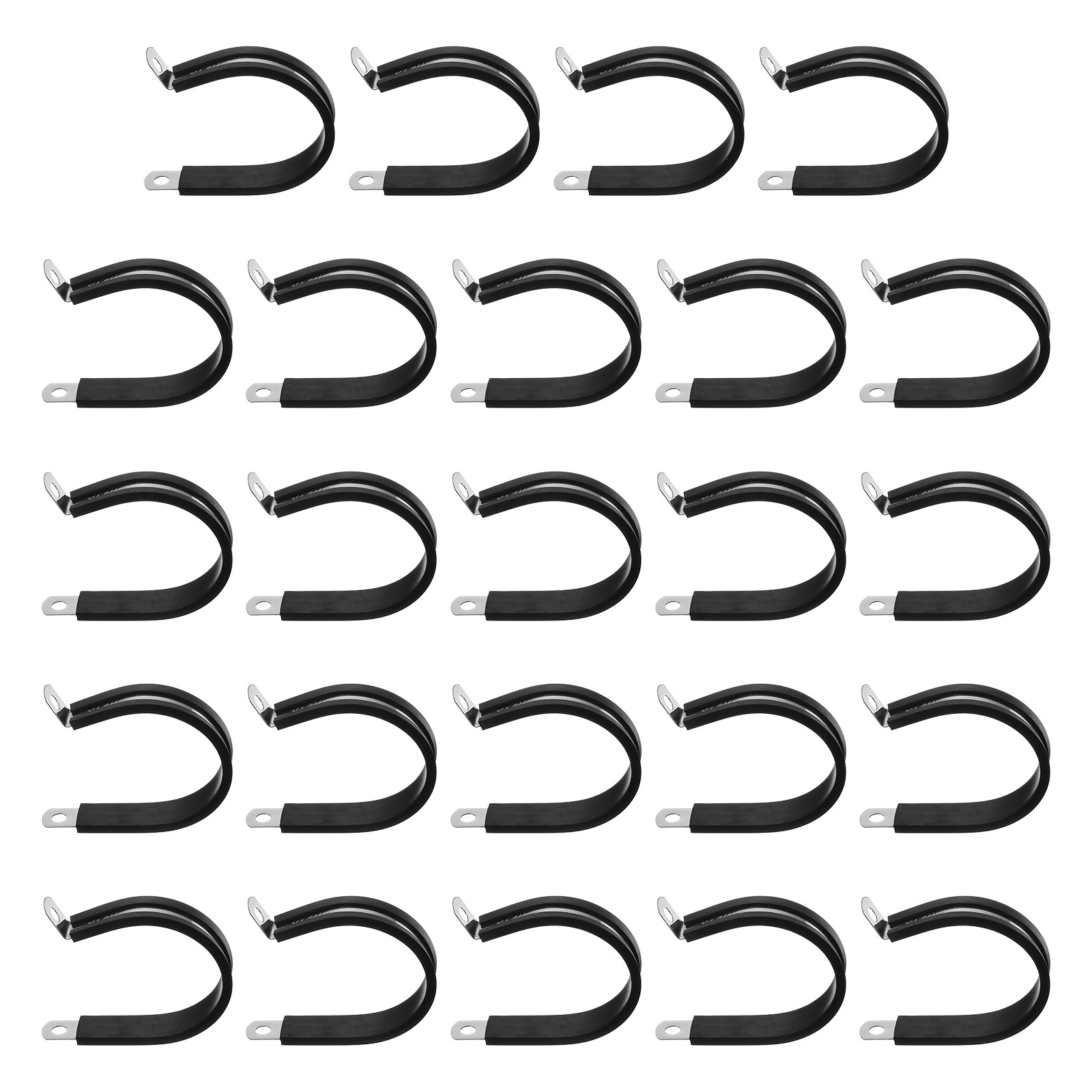 24Pcs 44mm (1-3/4″) Stainless Steel and Rubber Ties for R-Tube, Black