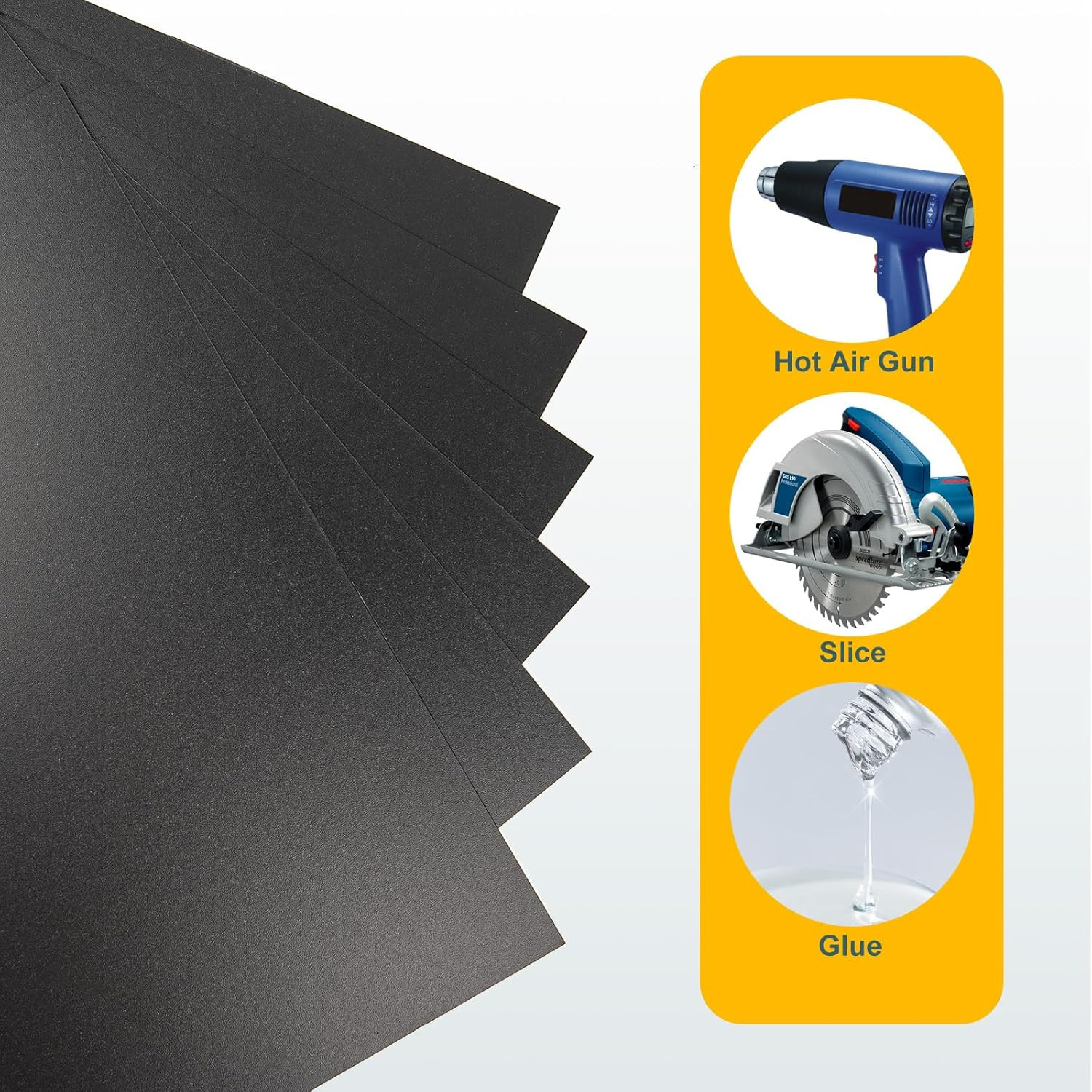 6Pack Black Plastic Sheet 8X12X0.04in Flexible High Tensile Plastic Sheets Black