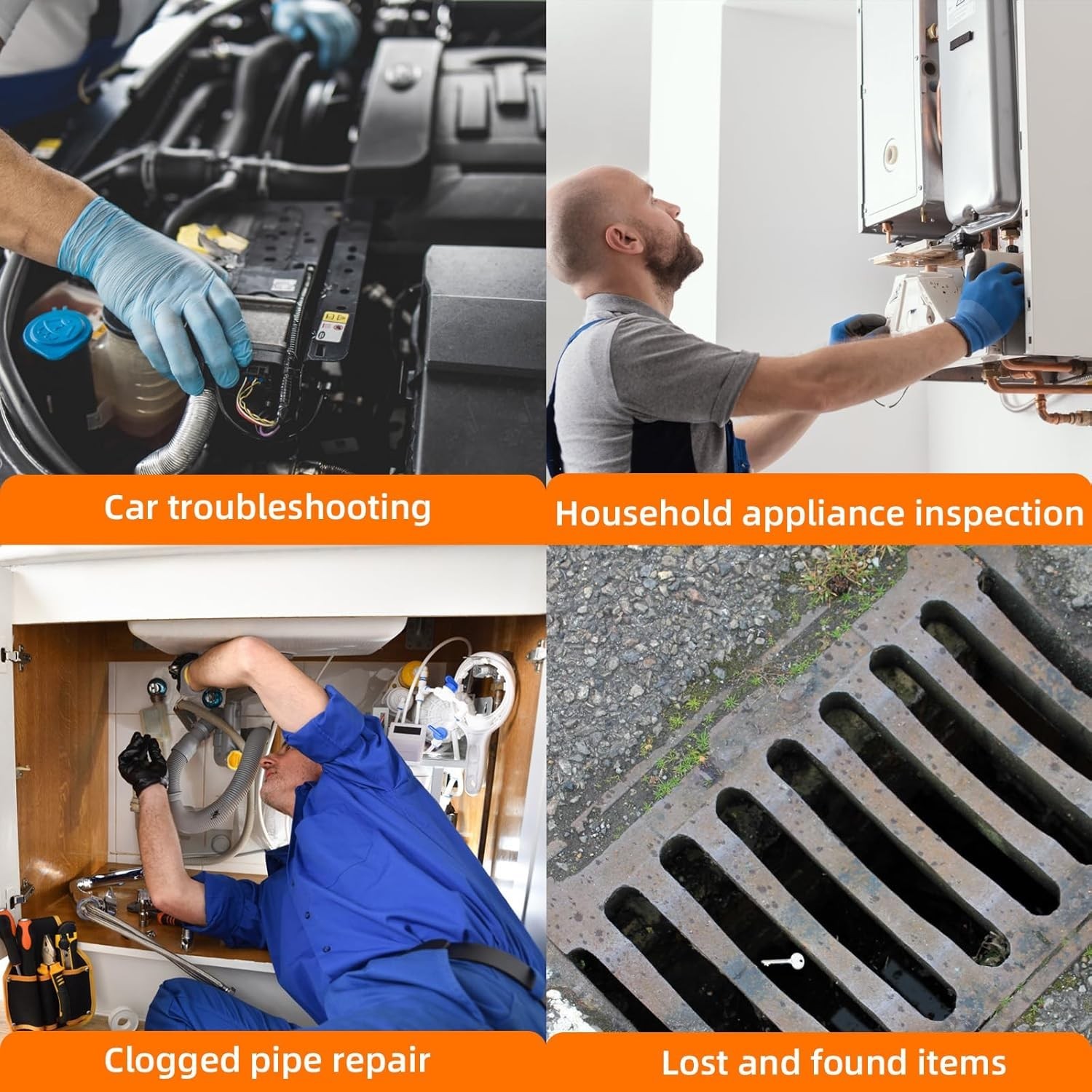 Endoscope Camera Waterproof 4.3 Inch HD 1920P Inspection for Pipes Engines