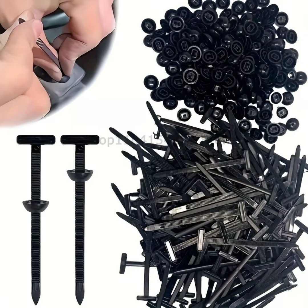 100 PCS Nylon Universal Cable Tie Buckle+Heavy Duty Self-Locking Zip Ties Holder