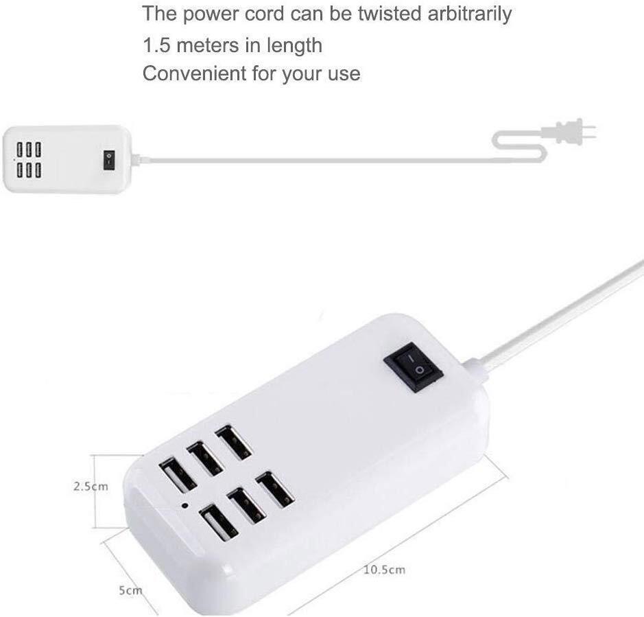 Multi 6 Port USB Hub Wall Charger Station Fast Charging Desktop AC Power Adapter
