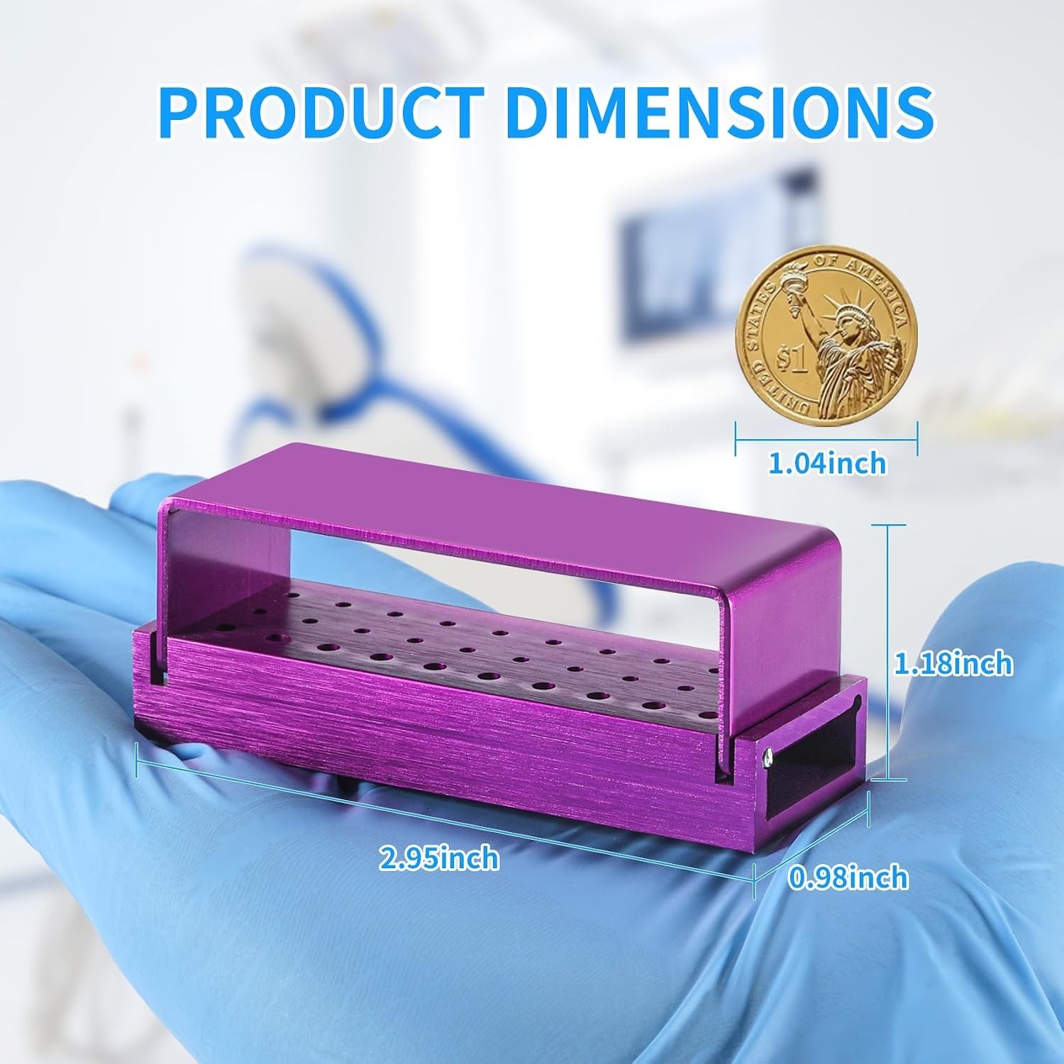 Gold Aluminum Dental Bur Holders – High-Speed Drill Storage with Flip-Top Access