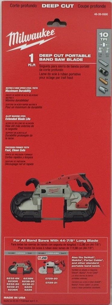 Milwaukee 48-39-0500 44-7/8 in. x 10 tpi. Portable Band Saw Blade 1Pk