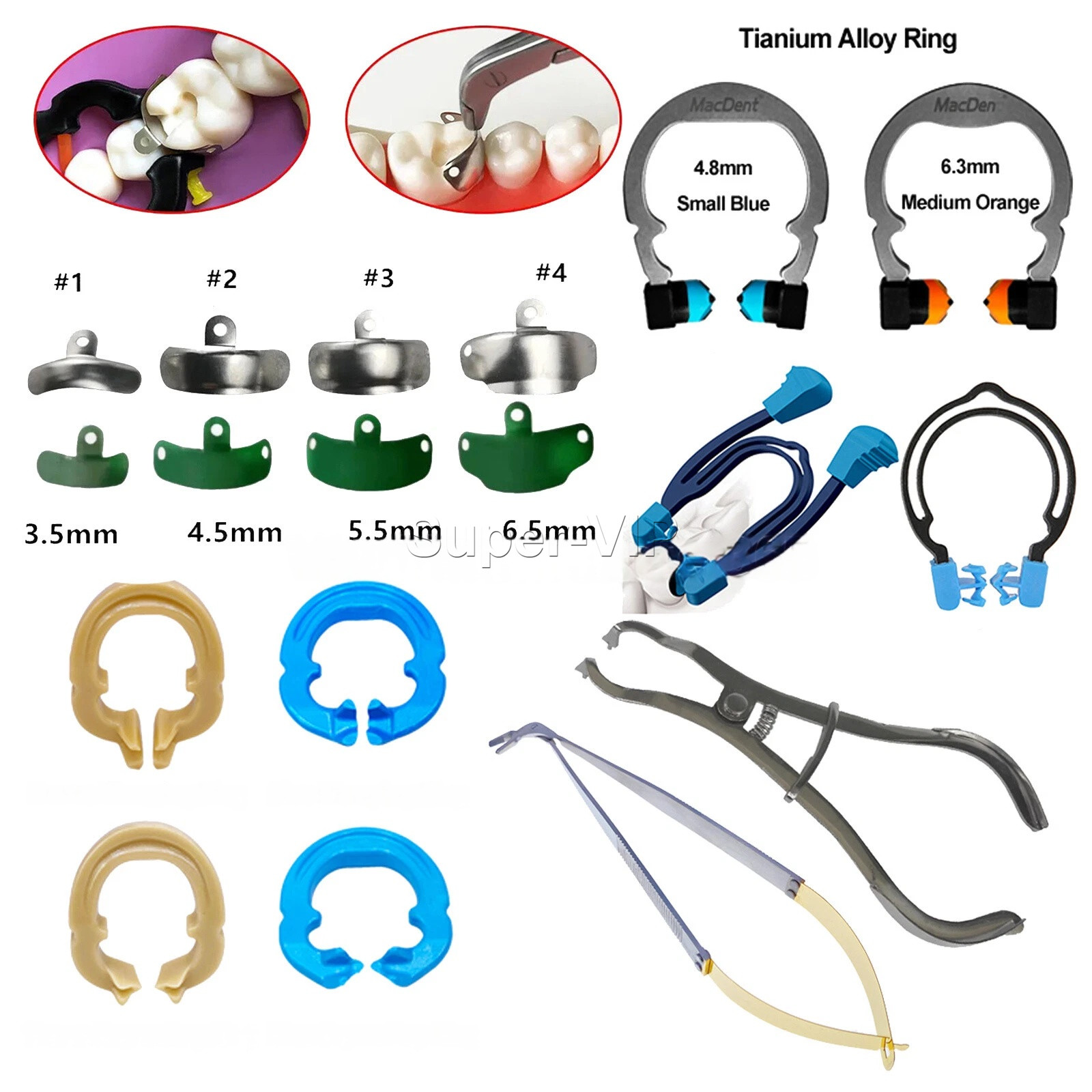 Palodent V3 Plus Style Dental Sectional Matrix Band Narrow Ring Clamp FDA