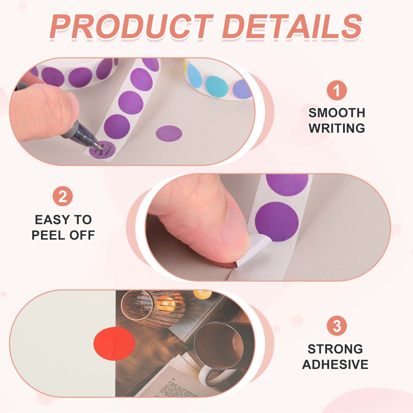 6000 Pcs 6 Roll 0.5 Inch Colored Dot Stickers Labels, Orange