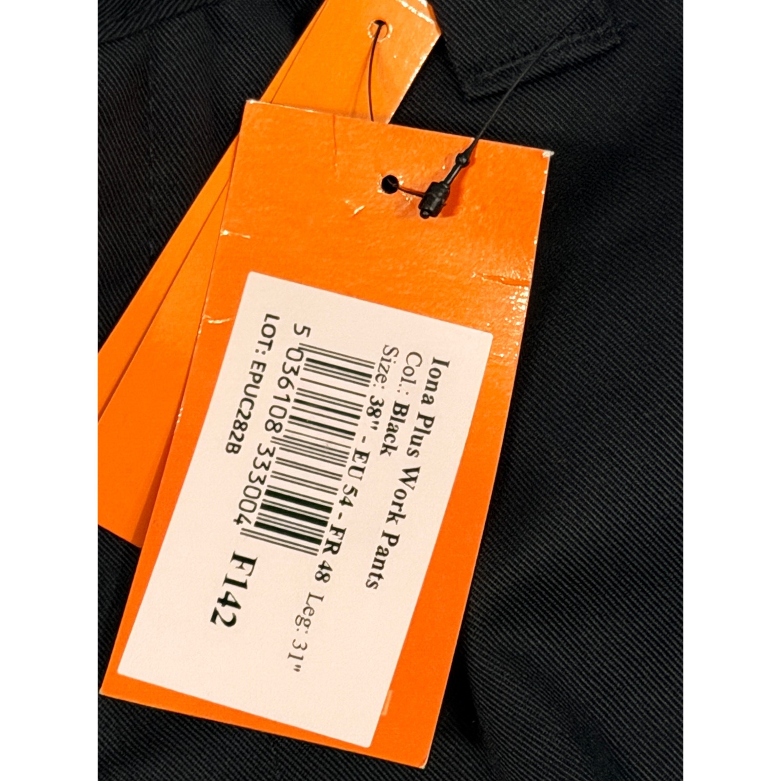Portwest F142 Iona Plus Work Pants 38×31 NWT Black Hi Vis Reflective Cargo