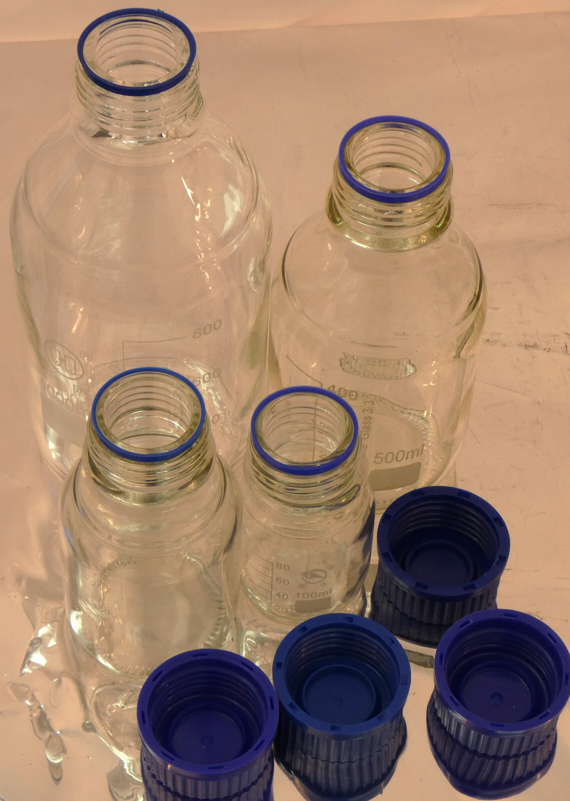 Glass Media Bottle 100ml 250ml 500ml 1000ml Borosilicate GL45 Cap Autoclavable