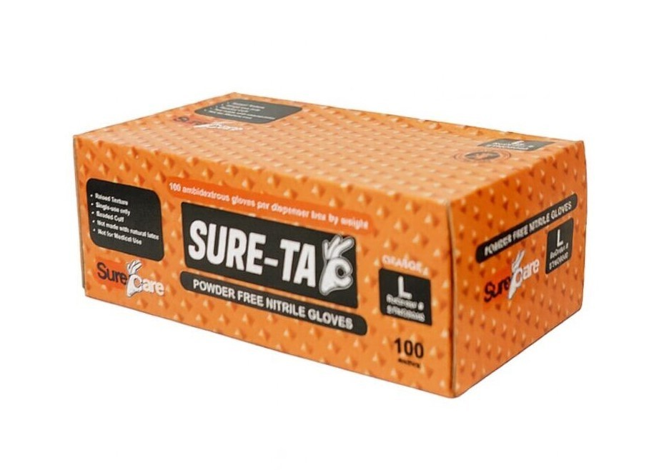 SureCare® SMALL 8 Mil Diamond Textured Orange Nitrile Sure-Tac Disposable Gloves