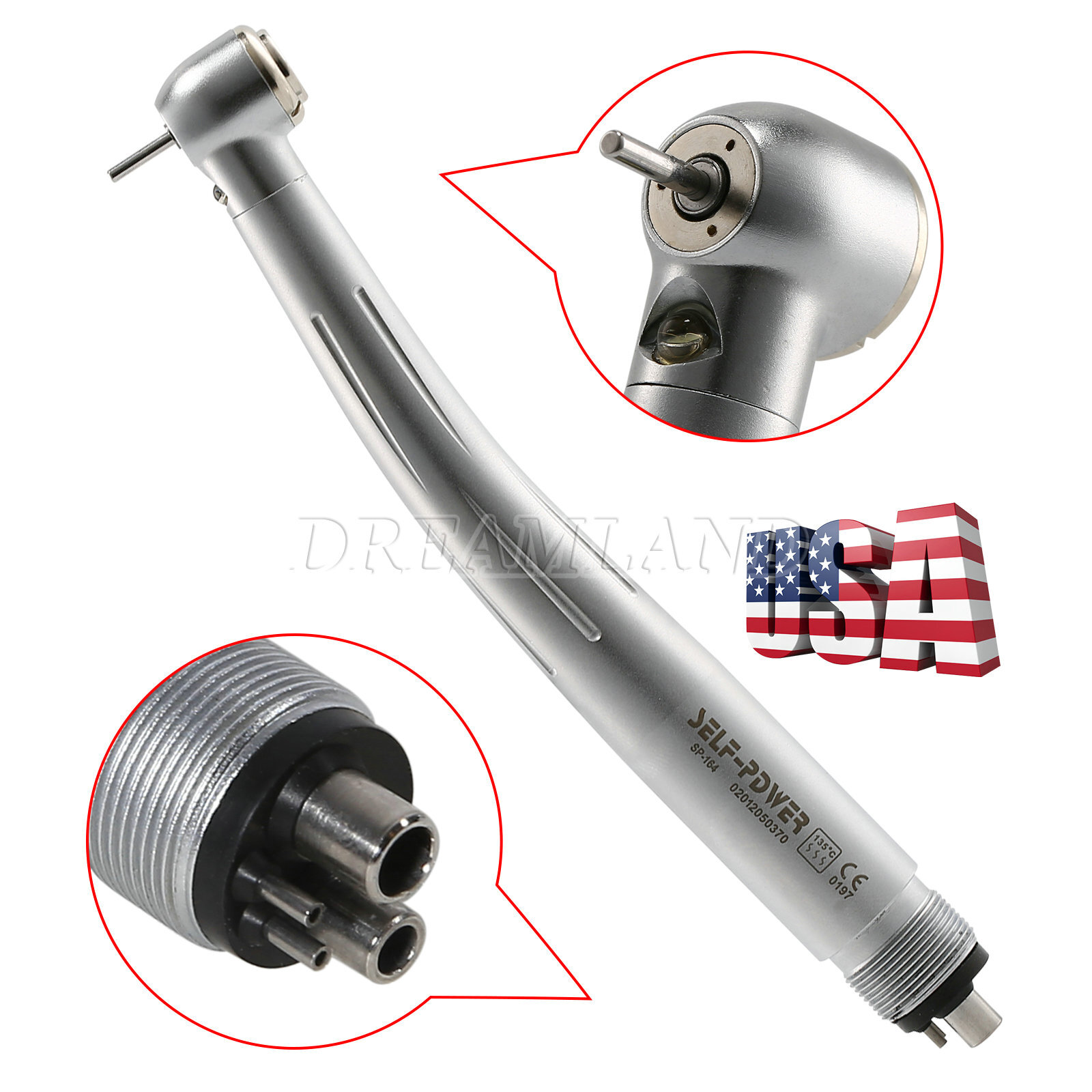 Dental Pana Max LED Self-Power E-generator Fiber Optic High Speed Handpiece USA