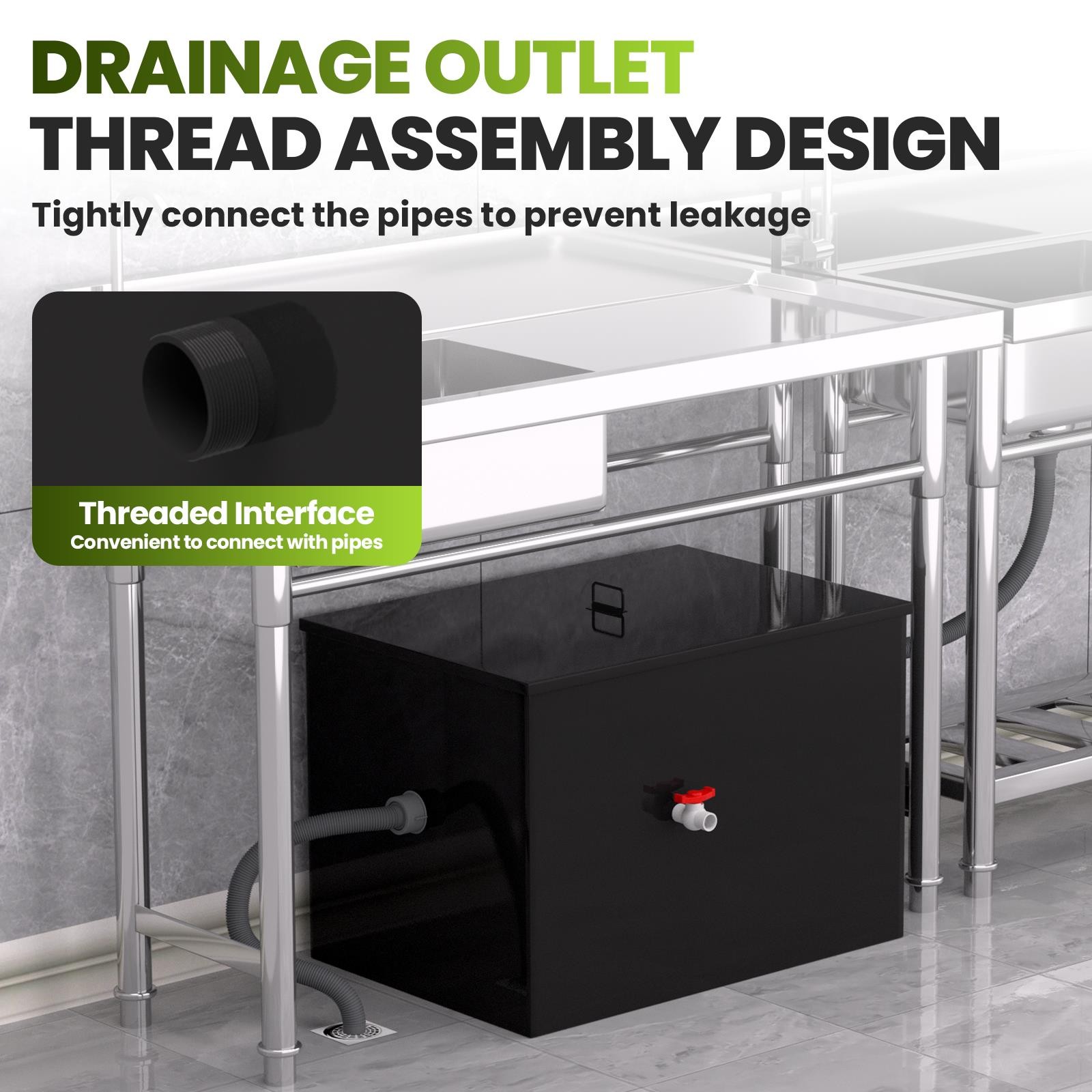 Commercial Grease Interceptor Grease Trap 50lbs 20.32 GPM Carbon Steel