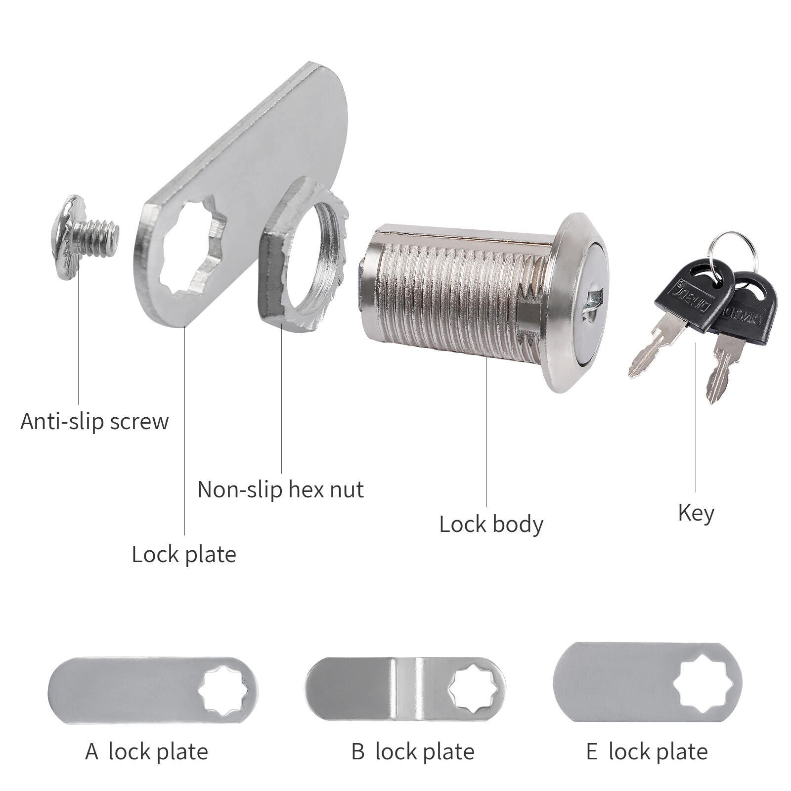 2x Cabinet Cam Lock 5/8″ Cylinder Tool Box Lock Zinc Alloy for Drawer Dresser RV