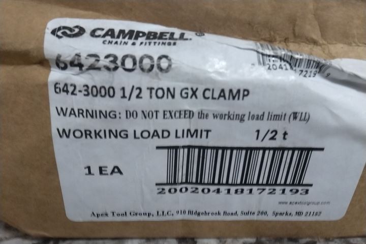 Campbell 6423000 1/8 to 5/8 In Jaw Open 1,000 Lb Working Load Limit Plate Clamp