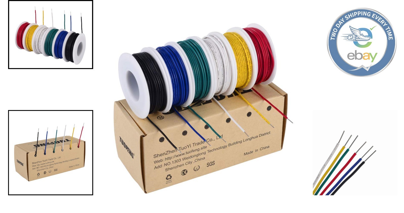 Durable 22 AWG Solid Copper Wire Kit, 6 Colors, 30ft Each – Safe for Electronics