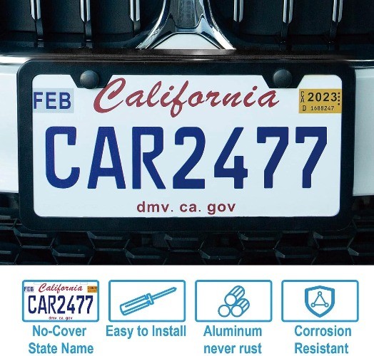 Premium Matte Black License Plate Frame, Solid Rust-Proof Aluminu Color: black