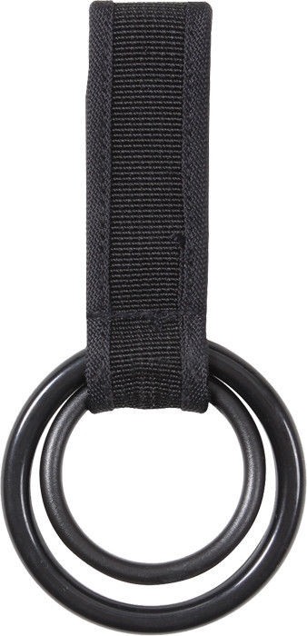 Black Two Ring Double Holder Tactical Duty Belt Carry Flashlight Stick Baton