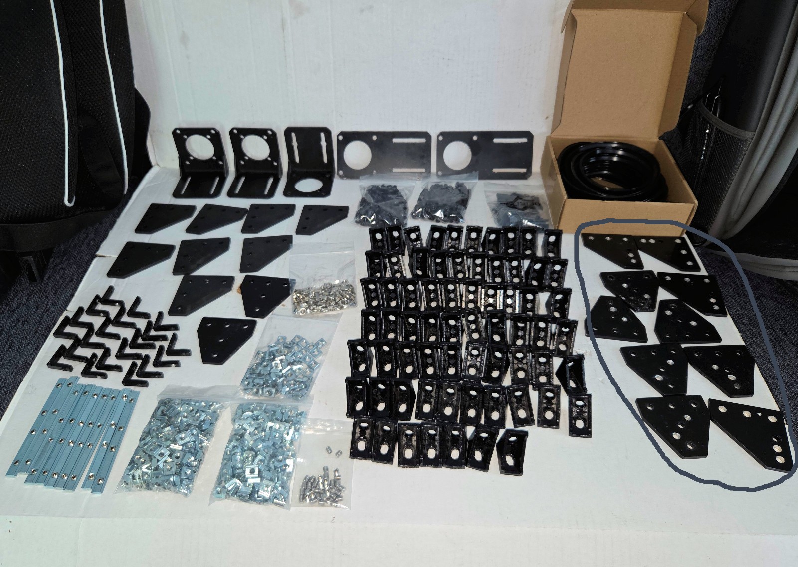 Large Lot Aluminum Extrusion, Angle Brackets, Bolts, T-Nuts, etc