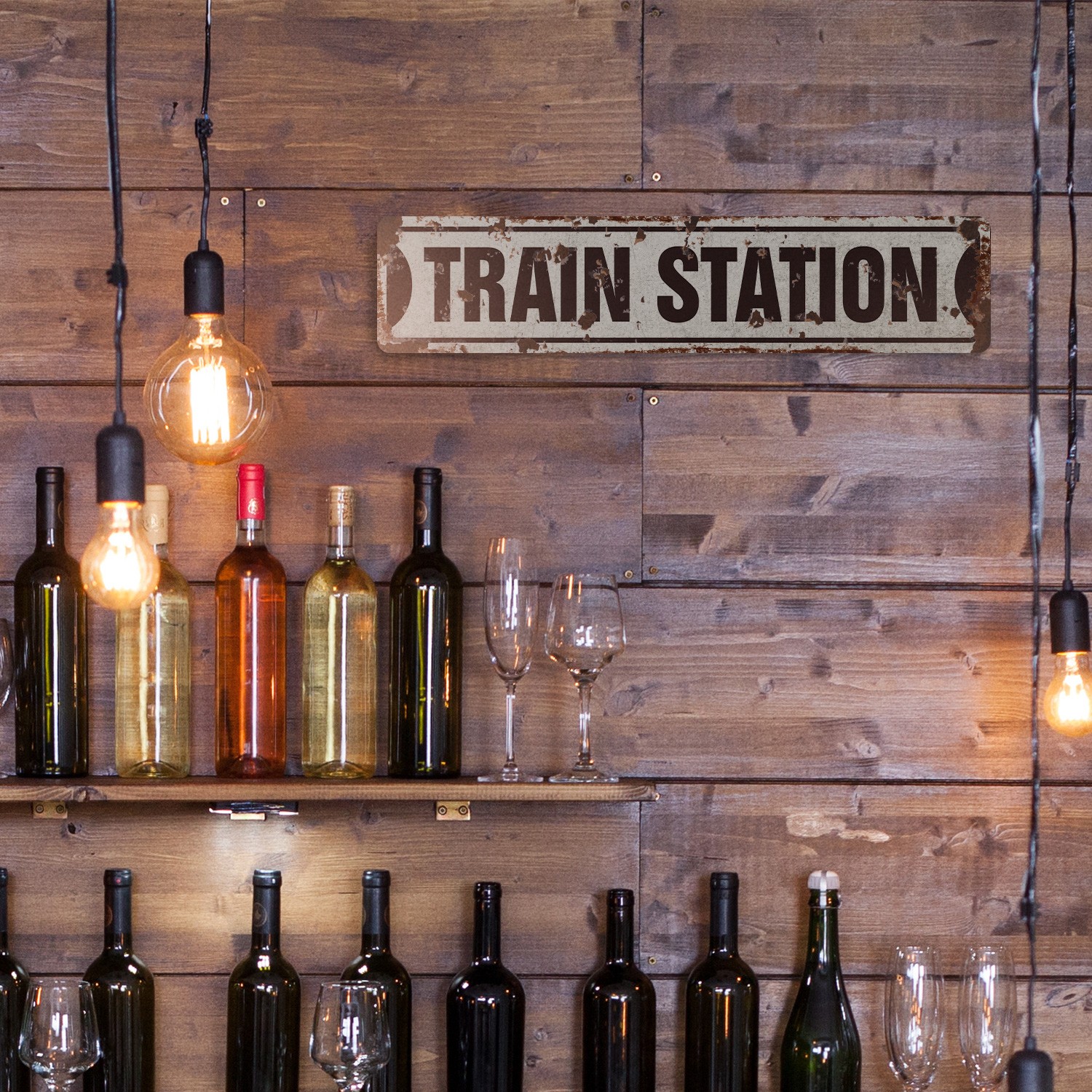 TRAIN STATION Vintage Style Street Sign Metal Plastic railroad crossing xing RR