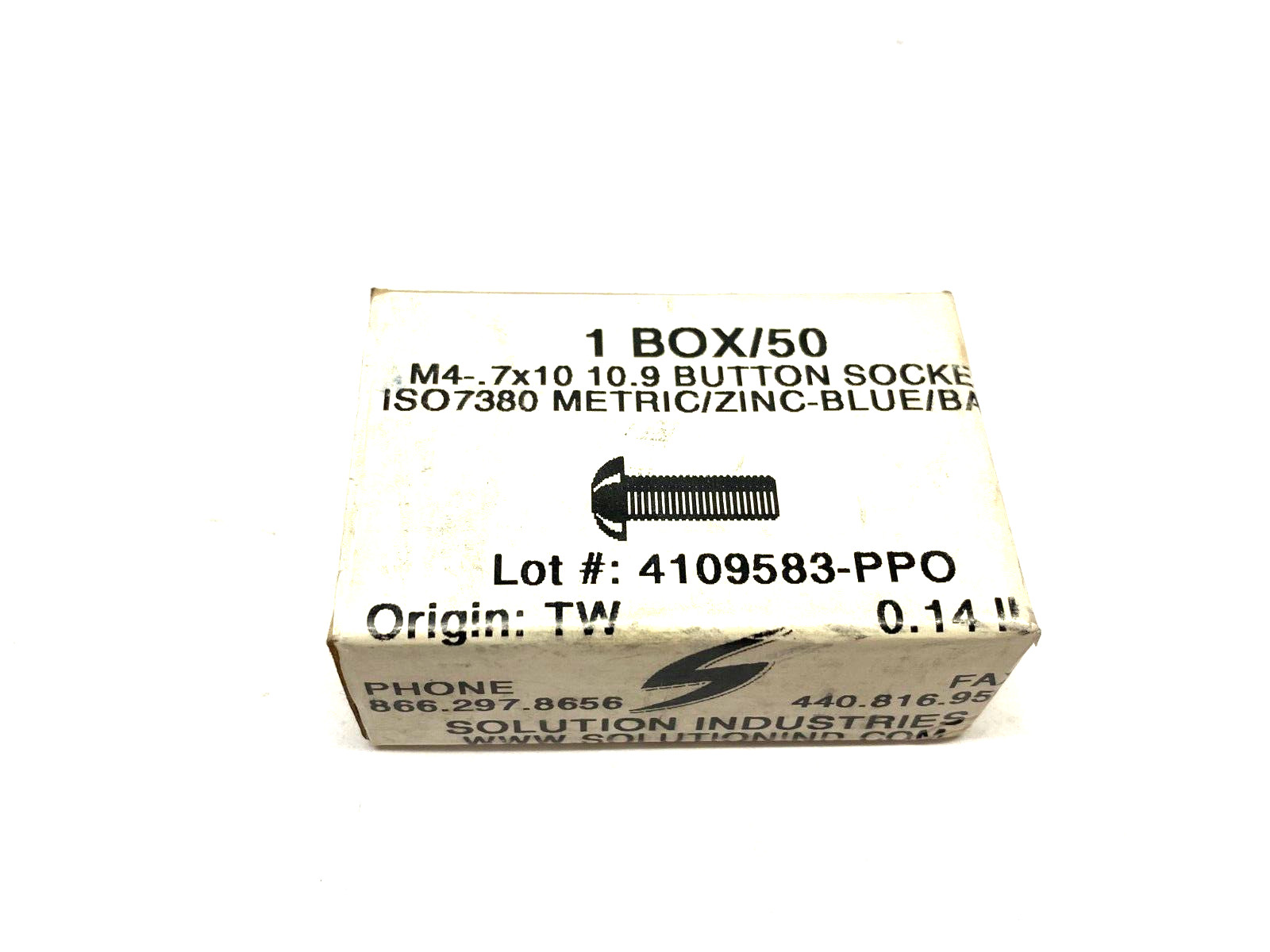 Solution Industries M4 .7×10 10.9 Button Head Socket Bolt 4102938-PPO Box of 50