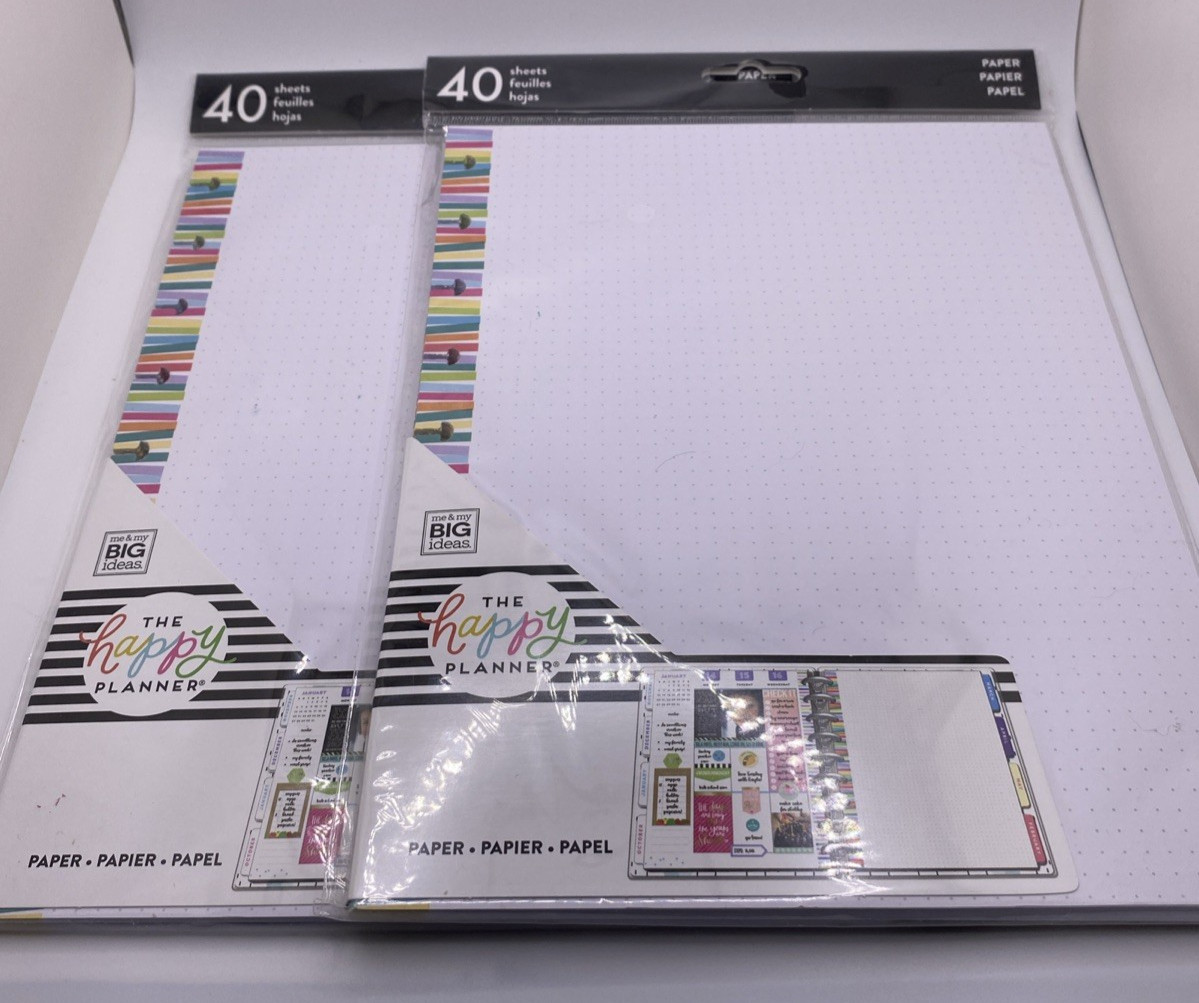 Happy Planner Classic Filler Paper Dotted Lined 40 Sheets Lot of 2