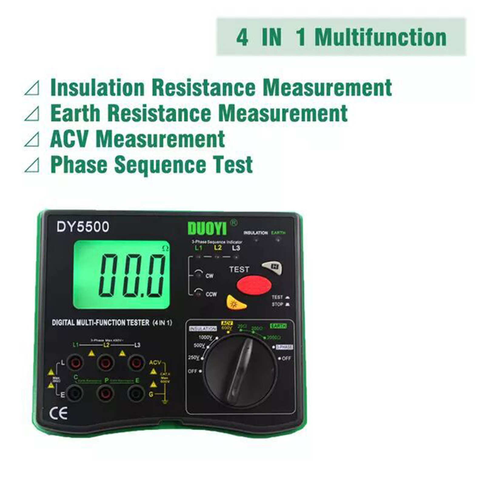 Digital Resistance Meter Ground Earth Insulation Tester 0.01 to 2000 ohm DY5500~