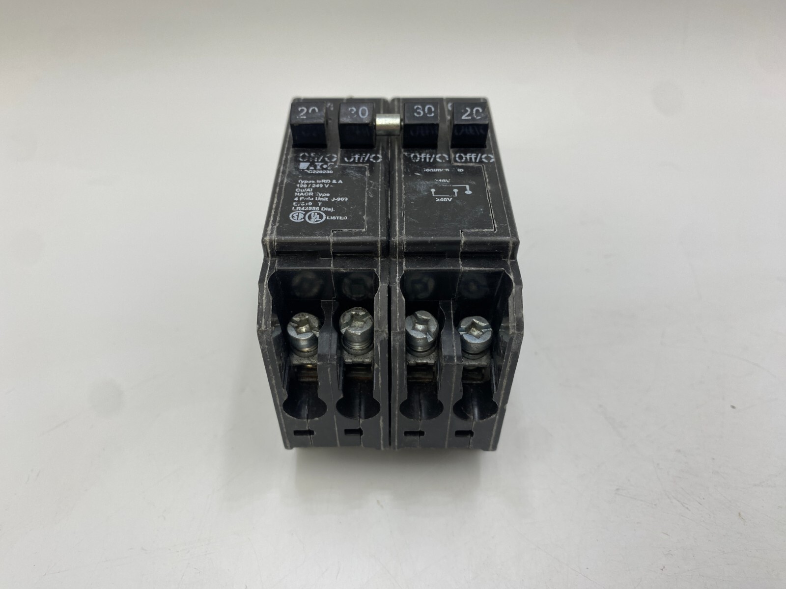 Eaton BRD22030 Plug-In Circuit Breaker 20A/30A 120/240V 2/4P 1PH BRD 20/30 AMP