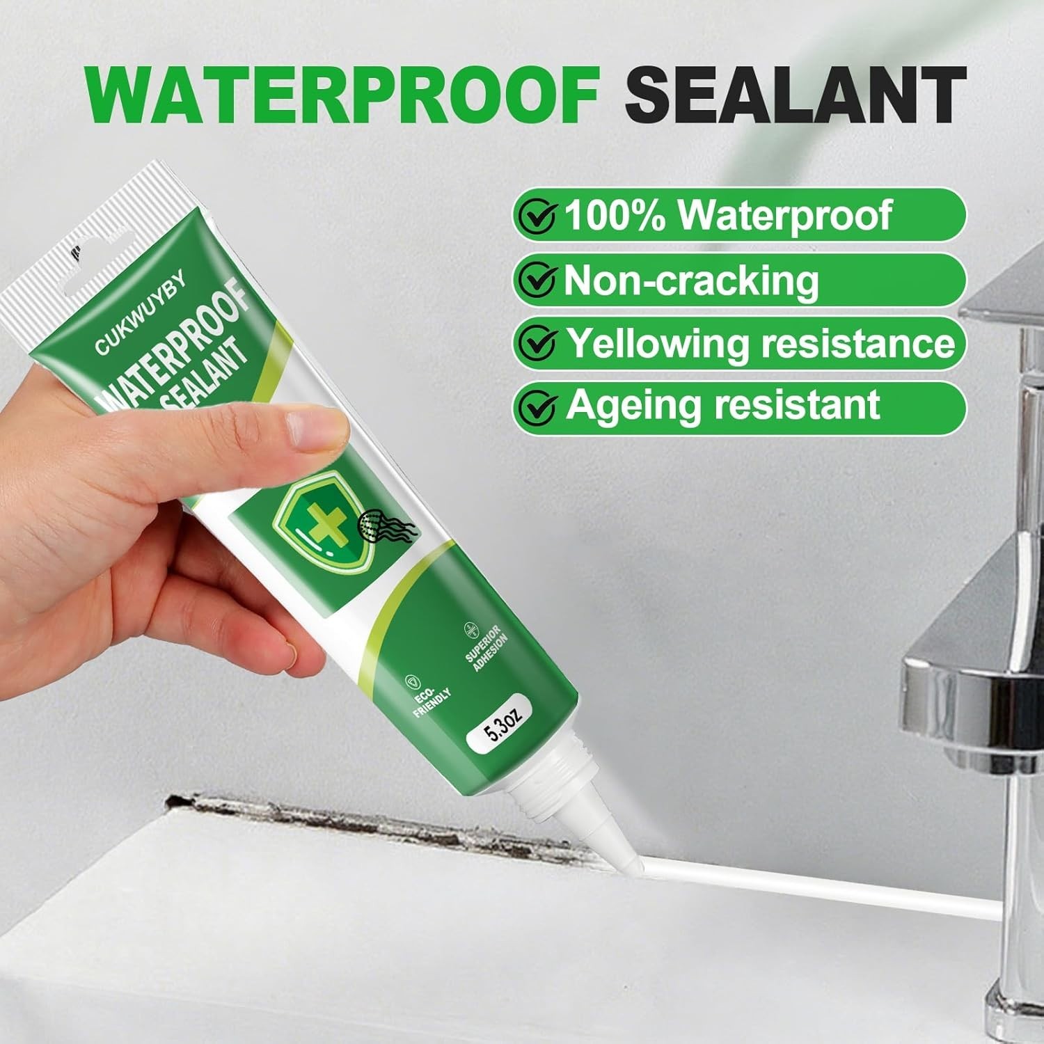 Silicone Caulk Waterproof Sealant White Caulk for Kitchen Bathroom Window 15….