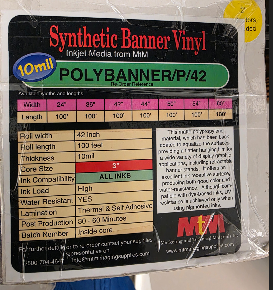 Canon 0834V779 MTM Synthetic Banner Vinyl 42″ x 100′ 10mil Matte Polypropylene