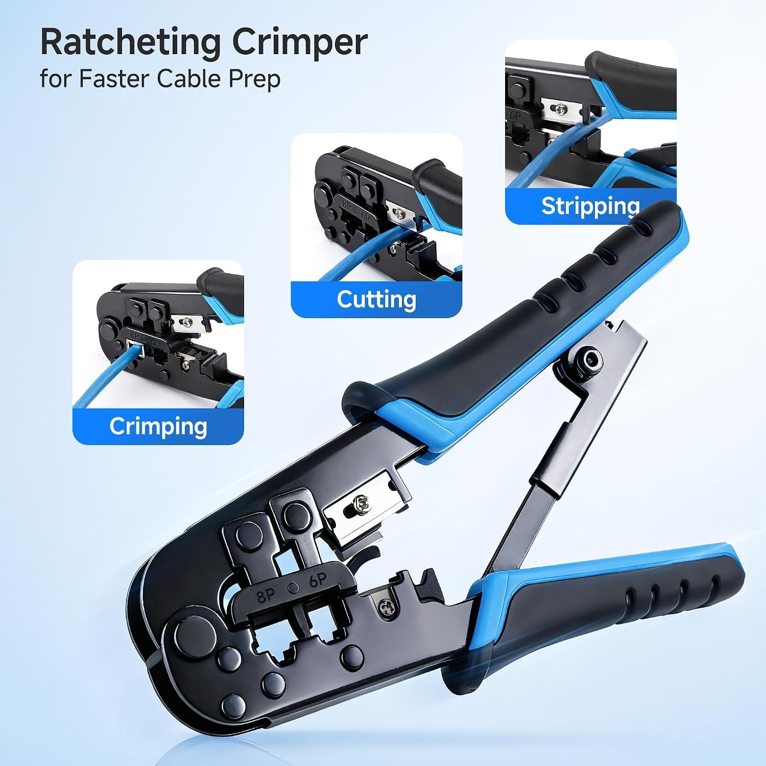 7-in-1 Network Tool Kit with RJ45 Ethernet Crimping Tool, Punch Down Device, Pun