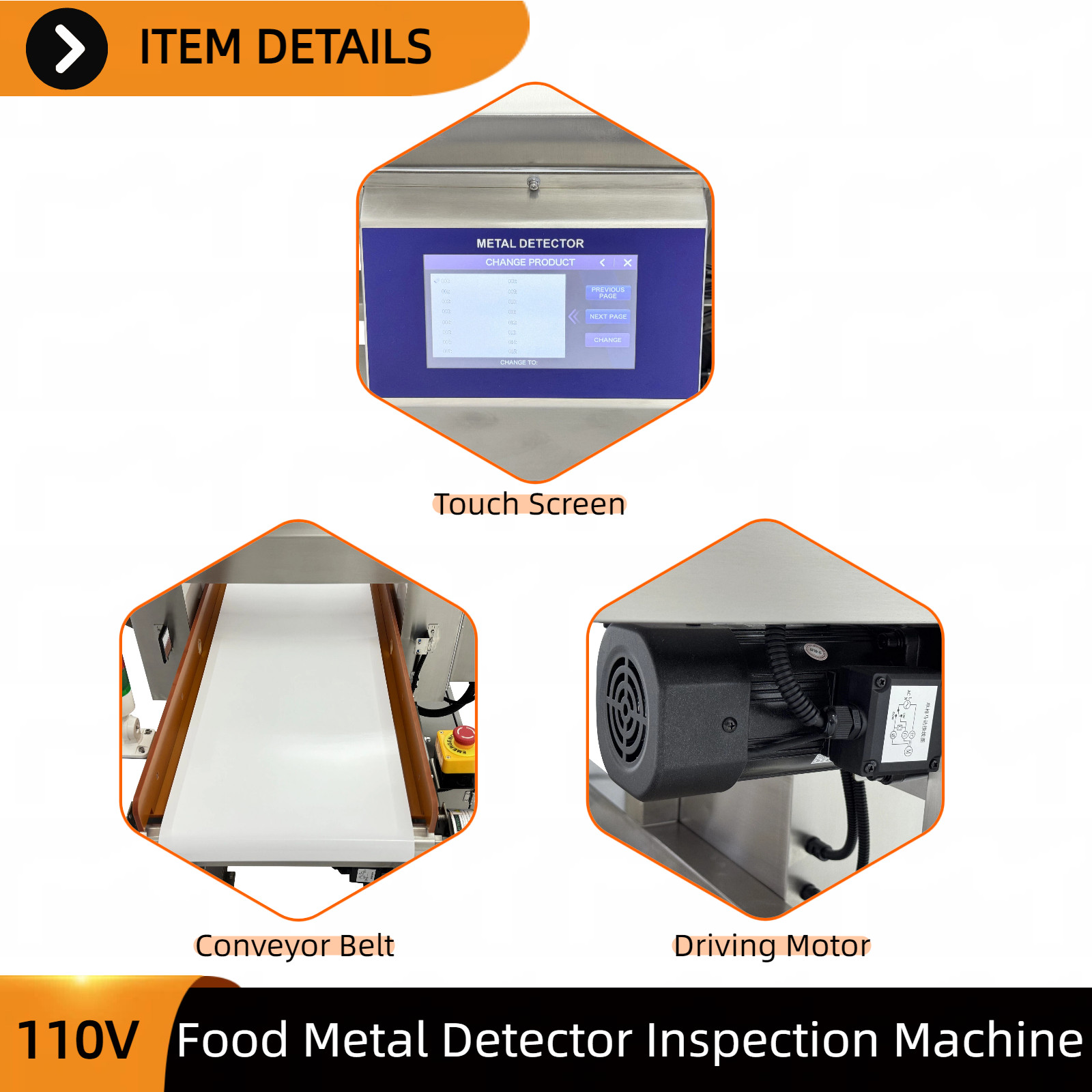 110V Industrial Metal Detector Detecting Foreign Metal in Food/Textile/Plastic