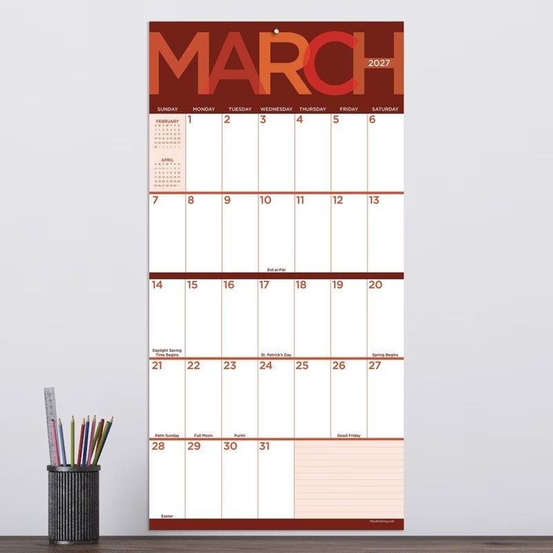 2027 Big Print Wall Calendar TF Publishing Large Grid 2-Page Spread FSC Paper