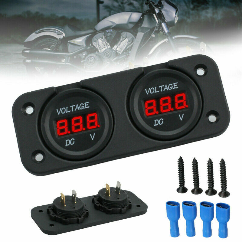 DC 12/24V Car Dual Battery RED LED Digital Volt Meter Boat Voltage Marine Gauge