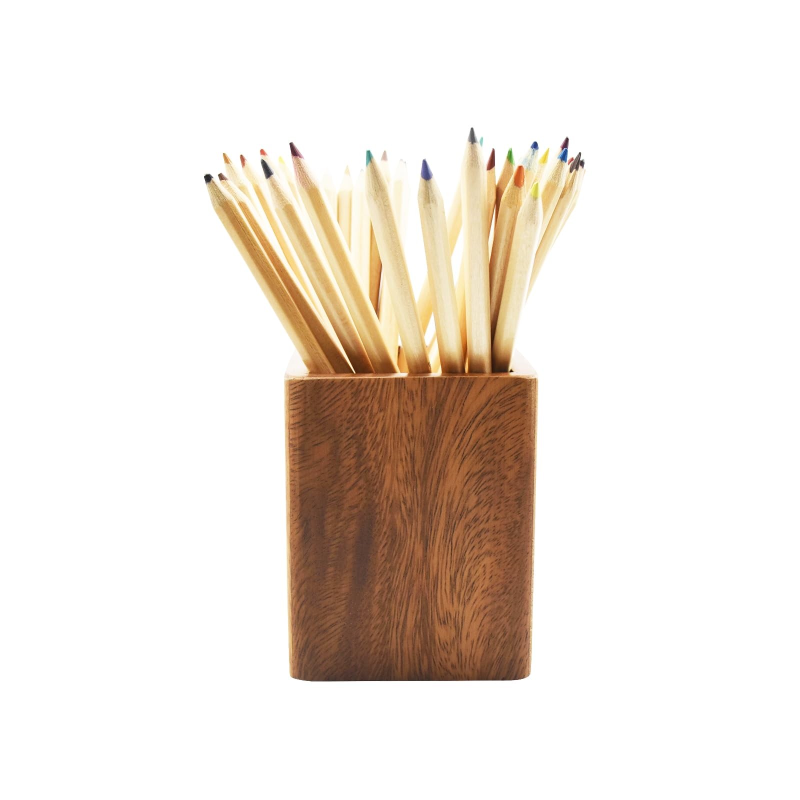 Walnut Wooden Pencil Holder Cup for Desk Natural Wood Pen Holder Stand for Offic