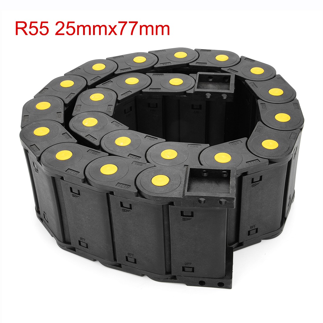 R55 25mm x 77mm Plastic Cable Wires Carrier Drag Chain 1M Black