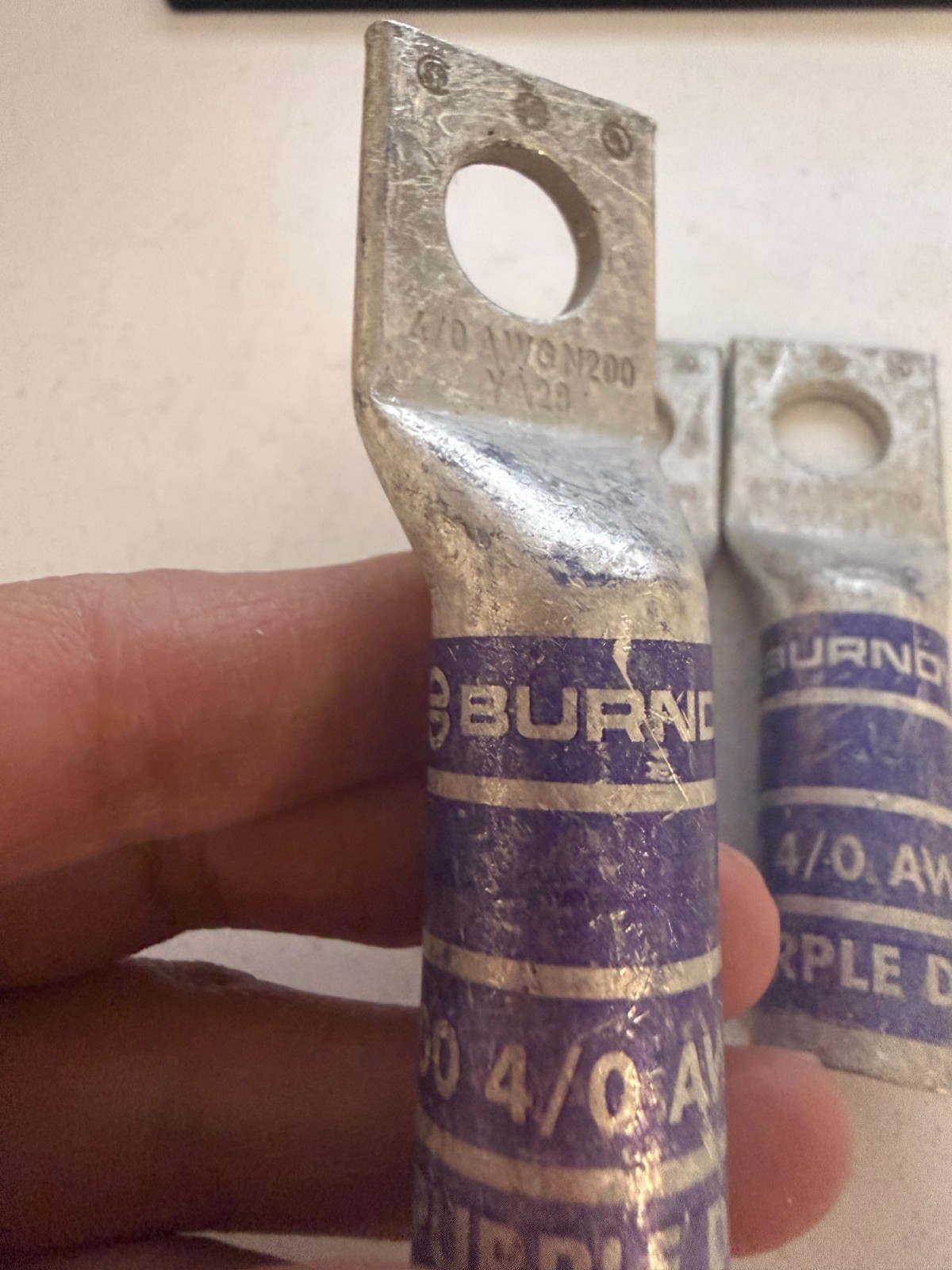 3 Pack Burndy Purple Die 15 N200 4/0 AWG Copper Compression Lugs