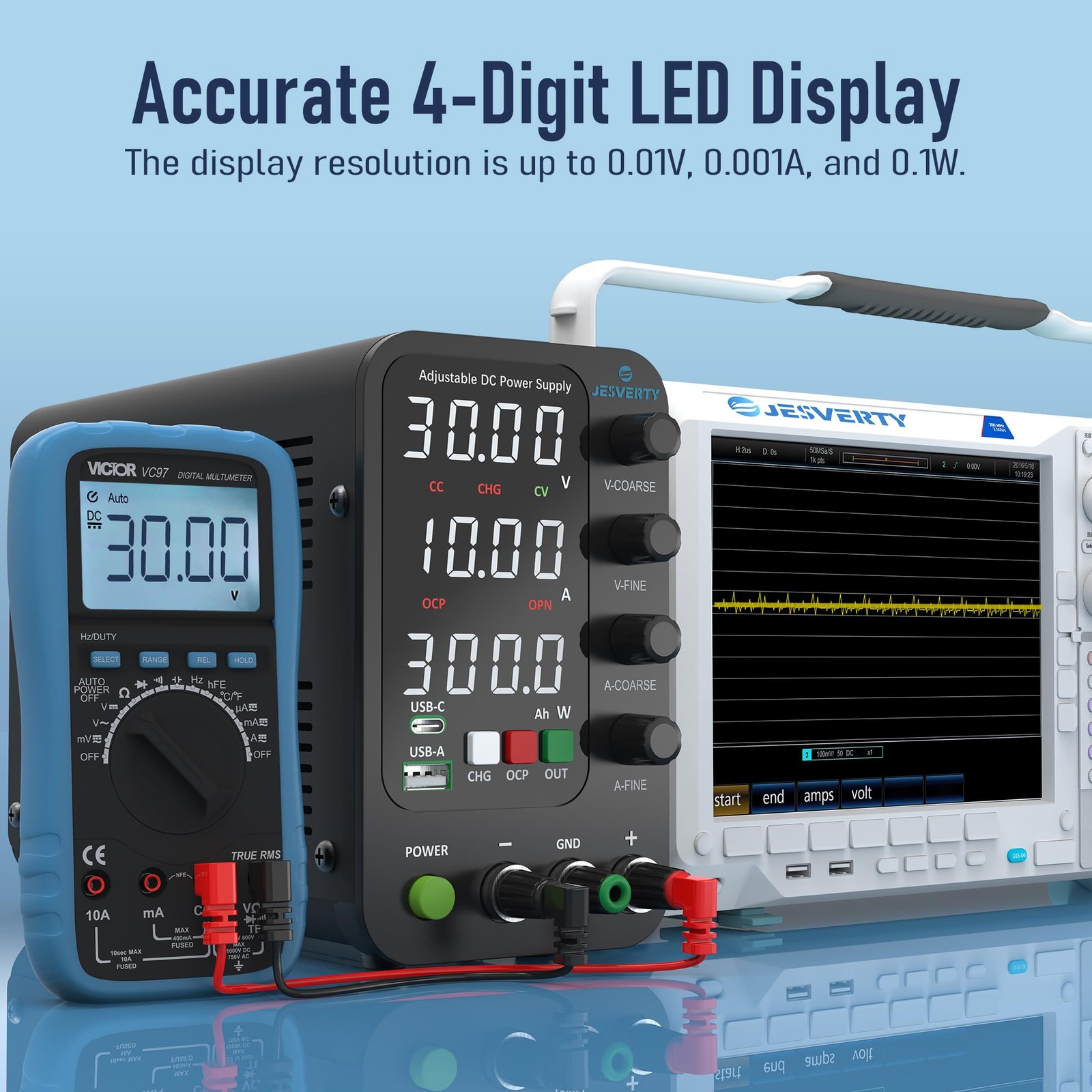 DC Power Supply Variable, 0-32V 0-10A Switching Bench Power Supply with Intel…