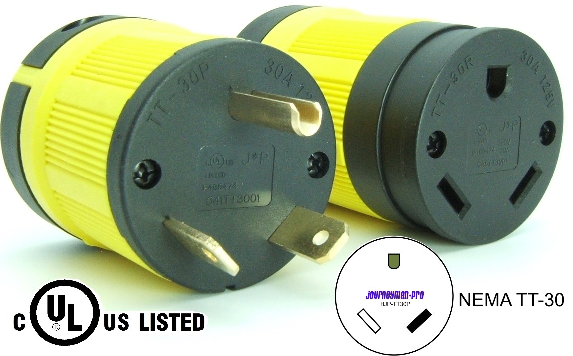 RV Power 125 Volt 30 amp TT-30 Plug Connector Set TT-30P TT-30R 110 120 Trailer