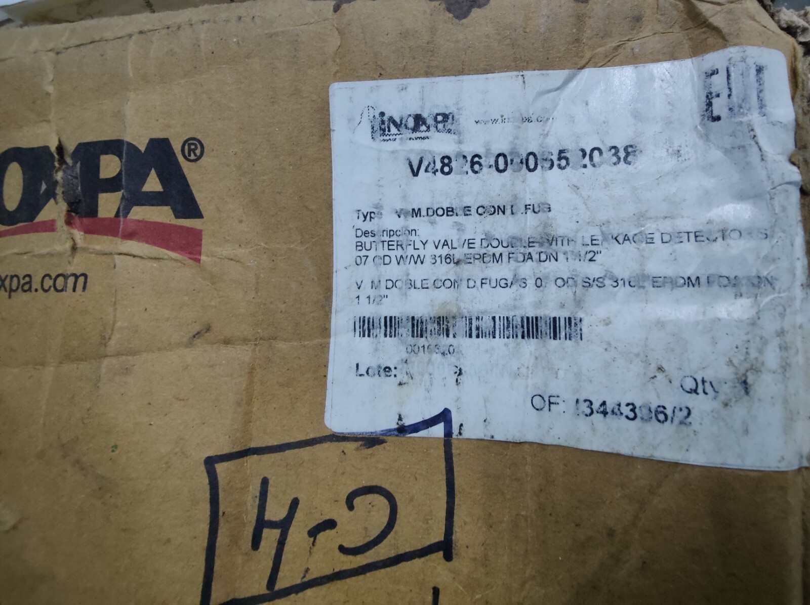 INOXPA V4826-000652038 Butterfly Valve Double with Leakage Detector 316L 1 1/2″