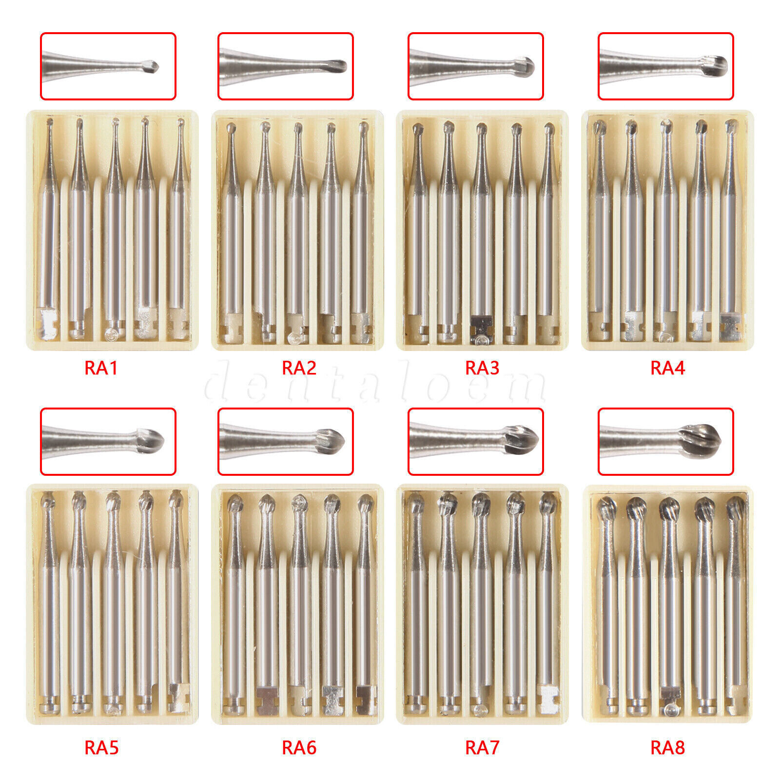 Dental Tungsten Carbide Low Speed Round Burs RA 1 2 3 4 5 6 7 8 For Contra Angle