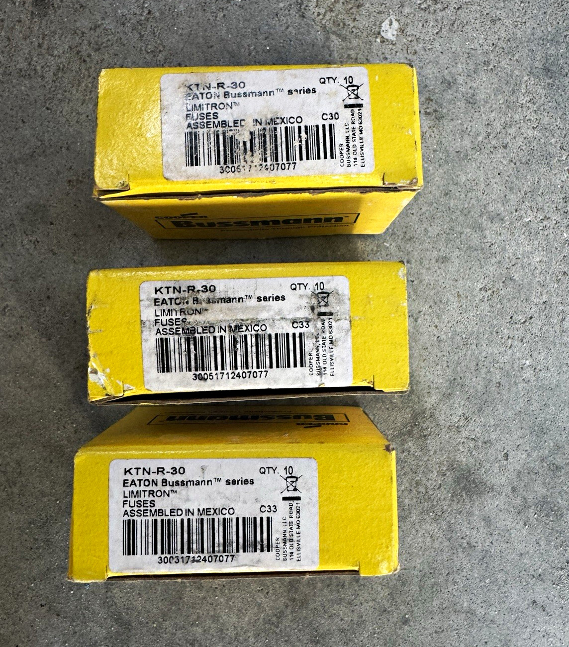 Eaton Bussmann KTN-R-30 30A Current-Limiting Fast-Acting HRC Fuse 10pk x3