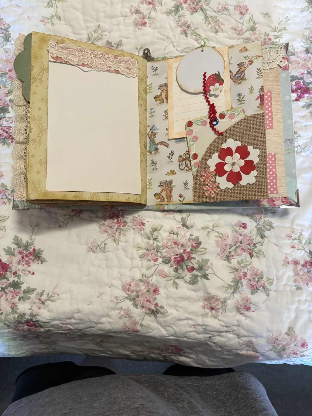 Handmade Keepsake Journal 14 double sided pages, “Whimsical Animals”