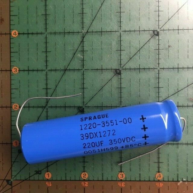 220uF 350v Sprague Electrolytic Axial Capacitor 39DX227F350JT4 AMP Tested 4