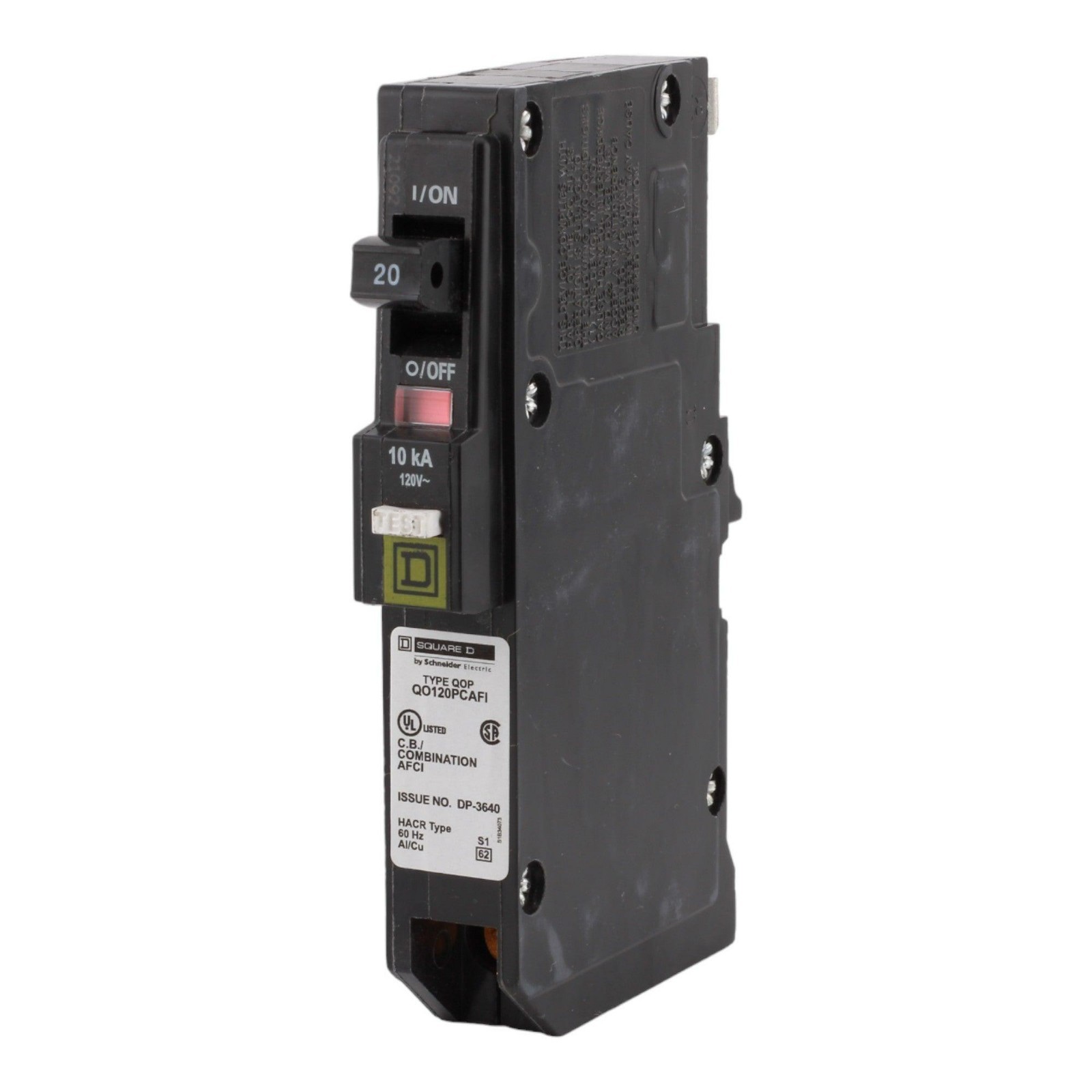 NEW Square D QO120PCAFI 20 Amp 1-Pole Circuit Breaker AFCI PLUG-ON Arc Fault