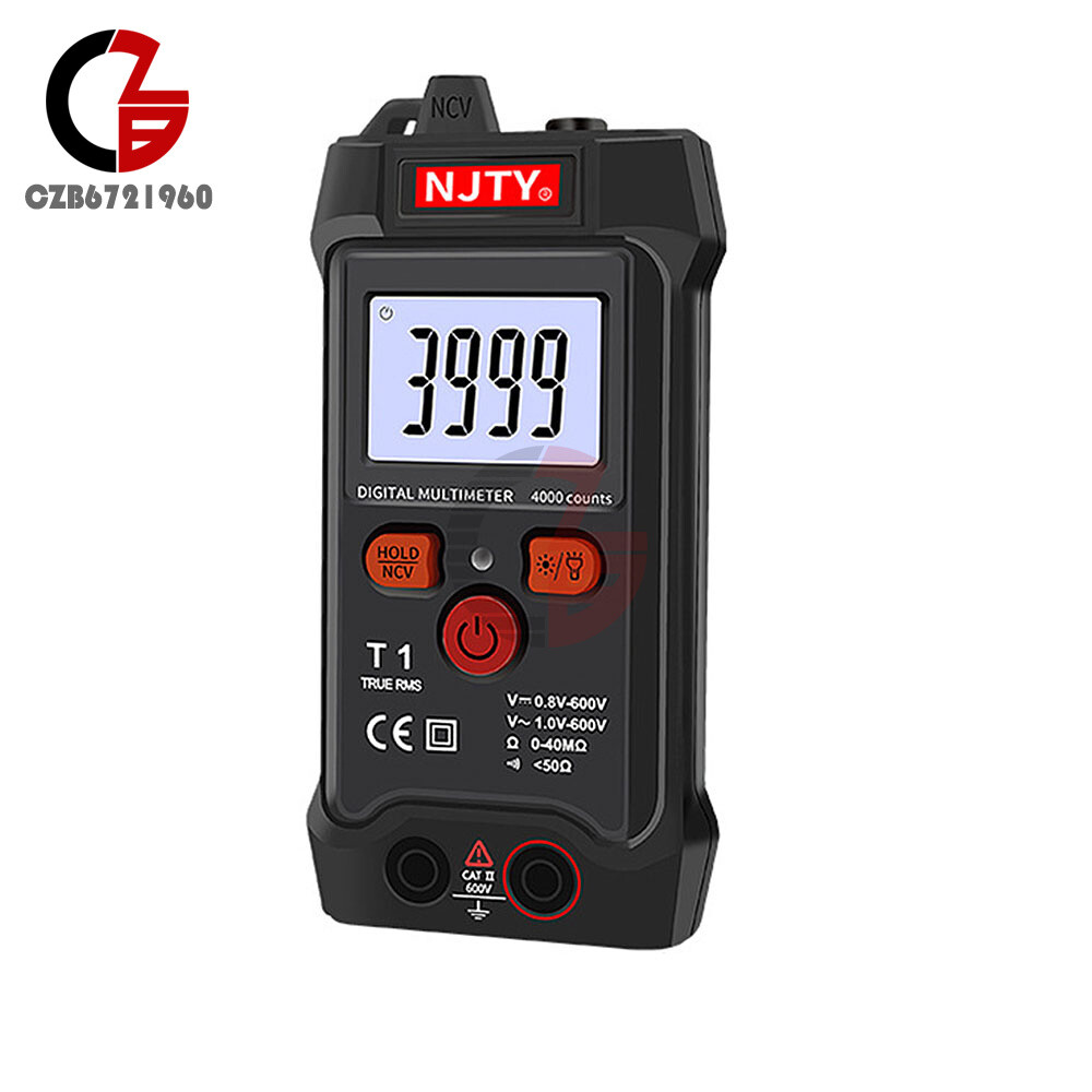 T1 Digital Automatic Multimeter Small AC DC Voltage 600V 0Ω~40MΩ 4000 Backlight
