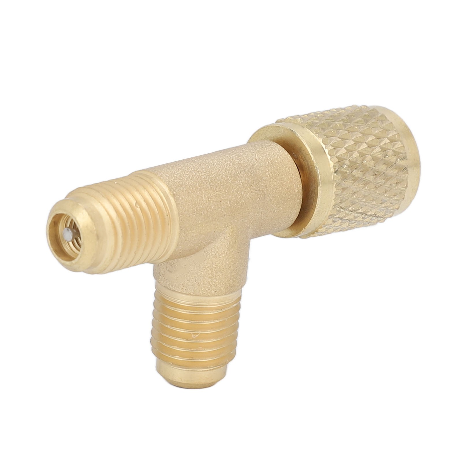 Quick Coupler Tee Adapter With Valve Core Brass 1/4in SAE Sturdy Structure